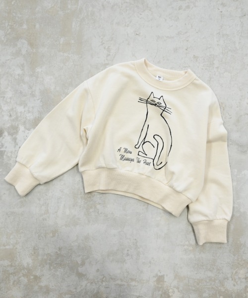NHT（エヌエイチティー）の「NHT/エヌエイチティー cat　ドルマンショートトレーナー（スウェット・キッズ・ラベンダー/アイボリー/チャコールグレー・140cm/130cm/120cm/160cm/150cm/110cm）」の4枚目の写真