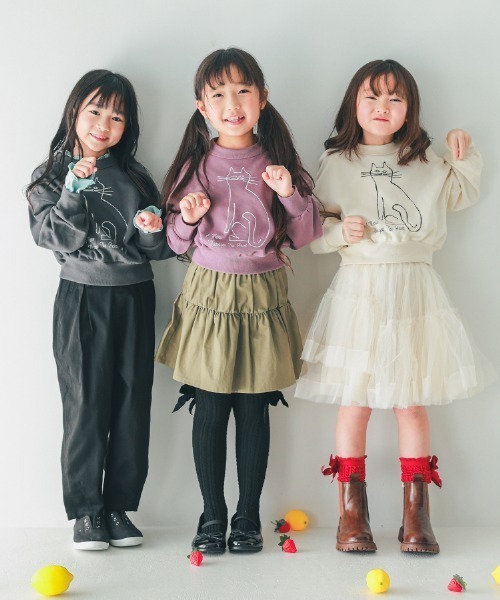 NHT（エヌエイチティー）の「NHT/エヌエイチティー cat　ドルマンショートトレーナー（スウェット・キッズ・ラベンダー/アイボリー/チャコールグレー・140cm/130cm/120cm/160cm/150cm/110cm）」の9枚目の写真