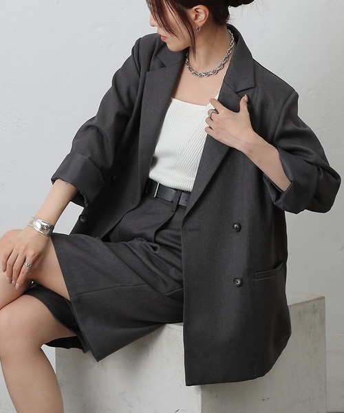 COLONY 2139(コロニートゥーワンスリーナイン)の「ウールライクオーバーテーラードジャケット(テーラードジャケット・レディース・ブラウン/チャコールグレー/ブラック・MEDIUM/SMALL)」の18枚目の写真