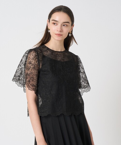 シャツ ブラウス レディース フラワーチュールレース ブラウス ブラウス シャツ フラワーチュール ペプラムトップス レディース