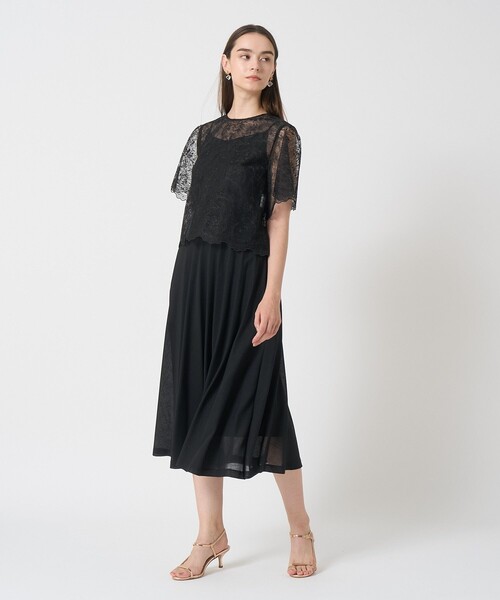 ニット ☆ANAYI/アナイ フラワーレース 半袖 プルオーバーブラウス 38