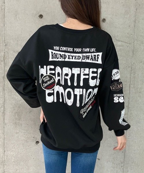 セール】ワッペンデザインバックプリントトレーナー（スウェット