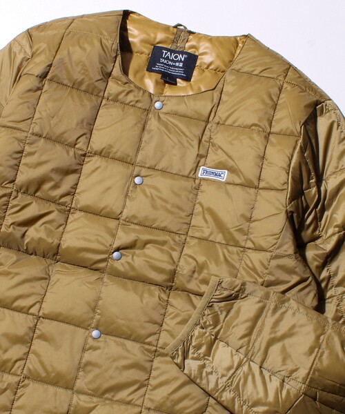 TAION(タイオン)の「【UNISEX/4サイズ/6色展開】FREDYMAC別注 TAION インナーダウンジャケット(ダウンジャケット/コート・メンズ・ネイビー/ベージュ/ライトグレー/ダークオリーブ/ブラック/チャコールグレー・M/L/XL/XXL)」の4枚目の写真