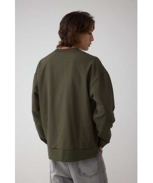 AZUL by moussy(アズールバイマウジー)の「クロスパネルスウェット(スウェット・メンズ・カーキ/ブラック/ライトグレー/ダークネイビー・SMALL/LARGE/MEDIUM)」の3枚目の写真