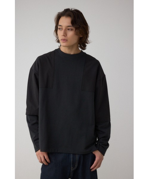 AZUL by moussy(アズールバイマウジー)の「クロスパネルスウェット(スウェット・メンズ・カーキ/ブラック/ライトグレー/ダークネイビー・SMALL/LARGE/MEDIUM)」の1枚目の写真