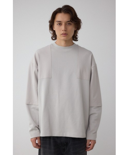 AZUL by moussy(アズールバイマウジー)の「クロスパネルスウェット(スウェット・メンズ・カーキ/ブラック/ライトグレー/ダークネイビー・SMALL/LARGE/MEDIUM)」の9枚目の写真
