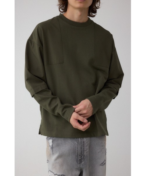 AZUL by moussy(アズールバイマウジー)の「クロスパネルスウェット(スウェット・メンズ・カーキ/ブラック/ライトグレー/ダークネイビー・SMALL/LARGE/MEDIUM)」の17枚目の写真