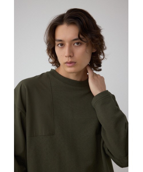 AZUL by moussy(アズールバイマウジー)の「クロスパネルスウェット(スウェット・メンズ・カーキ/ブラック/ライトグレー/ダークネイビー・SMALL/LARGE/MEDIUM)」の18枚目の写真