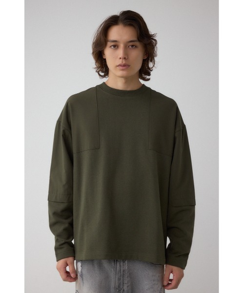 AZUL by moussy(アズールバイマウジー)の「クロスパネルスウェット(スウェット・メンズ・カーキ/ブラック/ライトグレー/ダークネイビー・SMALL/LARGE/MEDIUM)」の20枚目の写真
