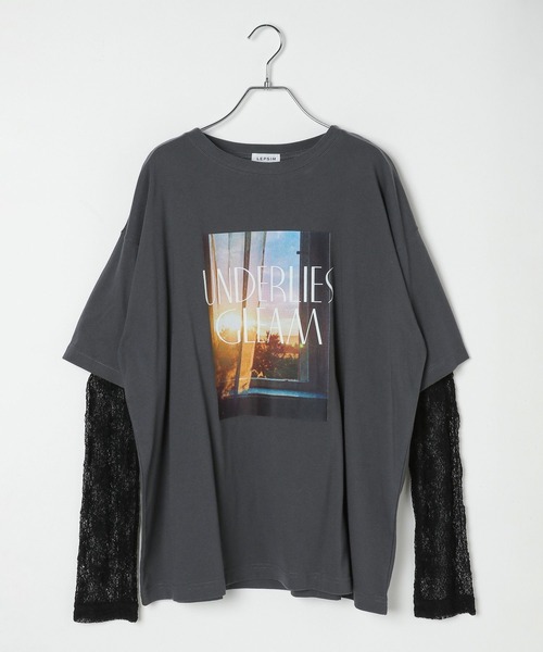 LEPSIM（レプシィム）の「フォトプリント袖レイヤーT　591435（Tシャツ/カットソー・レディース・オフホワイト/ブラック/チャコールグレー・FREE）」の22枚目の写真