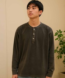 【JEMORGAN / ジェーイーモーガン】20/2天竺ピグメントバイオウォッシュ加工ヘンリーネックロンT