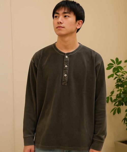 JEMORGAN(ジェーイーモーガン)の「【JEMORGAN / ジェーイーモーガン】20/2天竺ピグメントバイオウォッシュ加工ヘンリーネックロンT(Tシャツ/カットソー・メンズ・ブルーグリーン/ブラック/パープル/ダークベージュ/ホワイト・X-LARGE/LARGE/MEDIUM)」の1枚目の写真