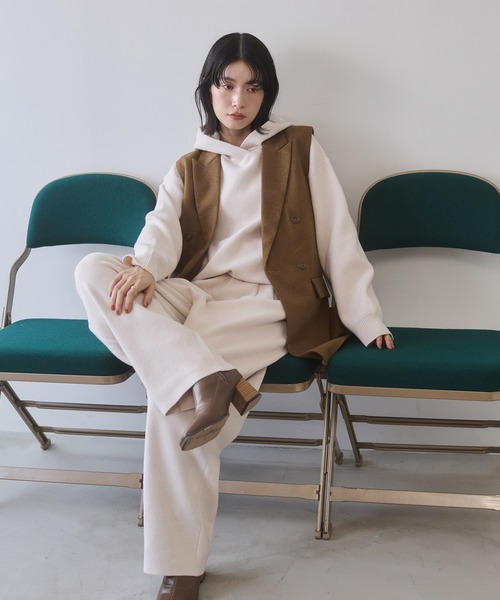 hunch（ハンチ）の「ニット ワイドパンツ（その他パンツ・レディース・ダークブラウン/アイボリー/ブラック・FREE）」の9枚目の写真