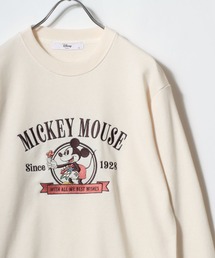 Disney/ディズニー ミッキー/ミニー/ベイマックス 裏毛 サガラ刺繍 クルーネックスウェットトレーナー