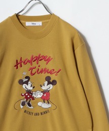 Disney/ディズニー ミッキー/ミニー/ベイマックス 裏毛 サガラ刺繍 クルーネックスウェットトレーナー
