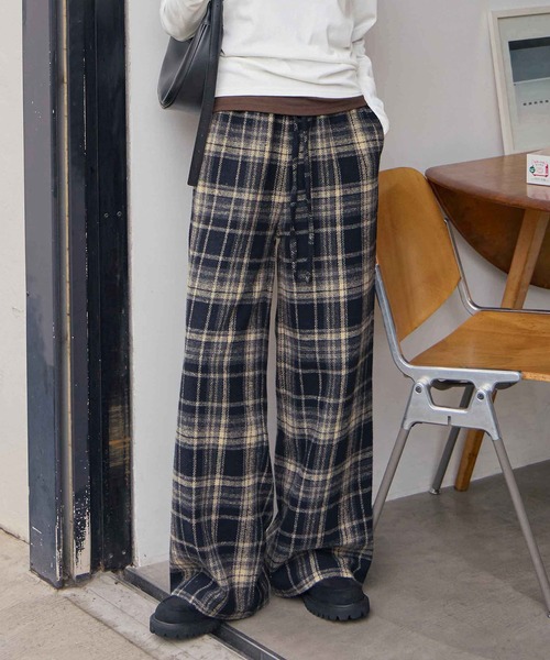 チェックイージーワイドパンツ（その他パンツ）｜CHAN ME（チャンミ