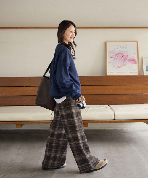 チェックイージーワイドパンツ（その他パンツ）｜CHAN ME（チャンミ