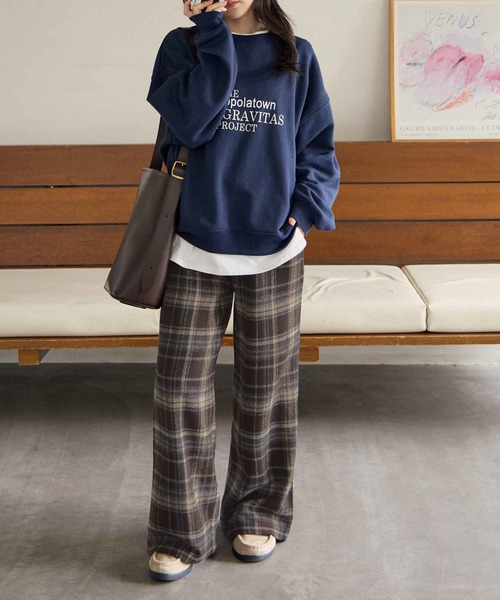 CHAN ME(チャンミ)の「チェックイージーワイドパンツ(その他パンツ・レディース・ネイビー/ブラウン/ブラック・MEDIUM/LARGE/X-LARGE)」の18枚目の写真