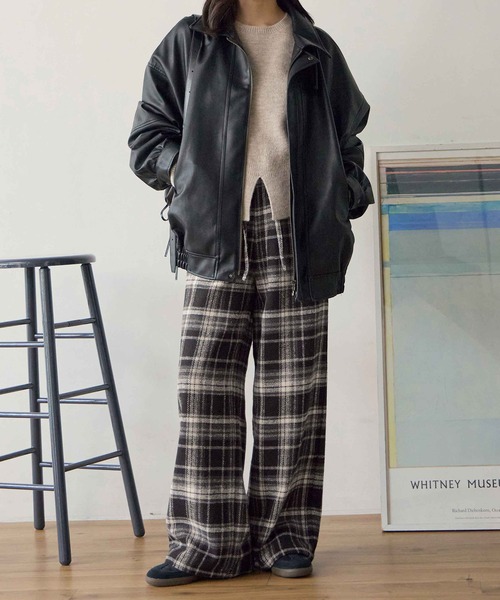 CHAN ME(チャンミ)の「チェックイージーワイドパンツ(その他パンツ・レディース・ネイビー/ブラウン/ブラック・MEDIUM/LARGE/X-LARGE)」の14枚目の写真