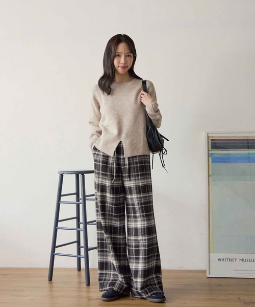 CHAN ME(チャンミ)の「チェックイージーワイドパンツ(その他パンツ・レディース・ネイビー/ブラウン/ブラック・MEDIUM/LARGE/X-LARGE)」の11枚目の写真