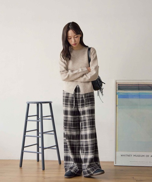 チェックイージーワイドパンツ（その他パンツ）｜CHAN ME（チャンミ