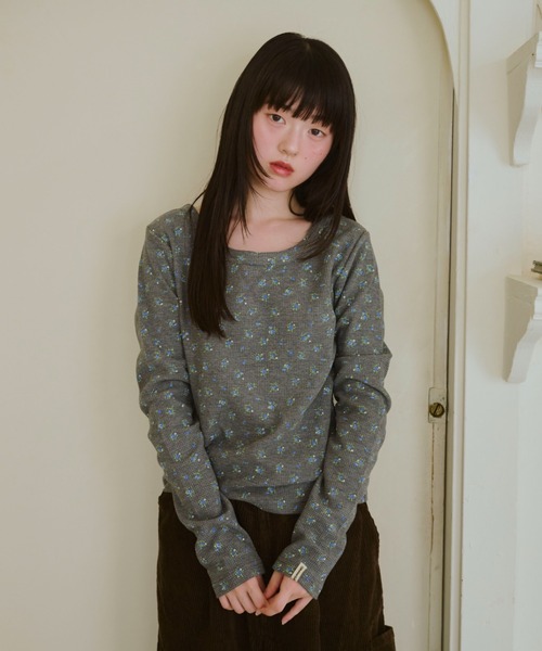 小さなお花畑のワッフルロンTEE（Tシャツ/カットソー）｜common gull