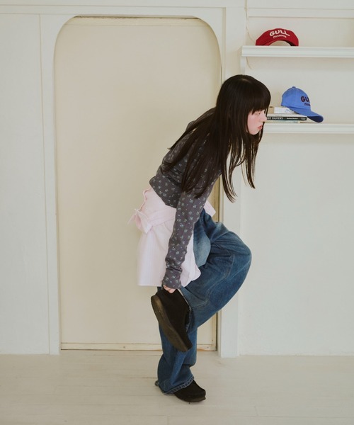 common gull products.（コモンガルプロダクツ）の「小さなお花畑のワッフルロンTEE（Tシャツ/カットソー・レディース・アイボリー/グレー系/ネイビー・LARGE/MEDIUM/SMALL）」の14枚目の写真