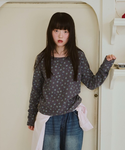 【common gull products】小さなお花畑のワッフルロンTEE M common gull products.（コモンガルプロダクツ）の「小さな