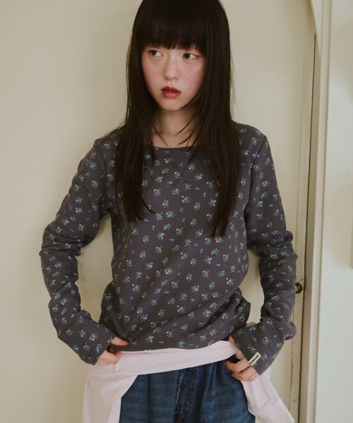 【common gull products】小さなお花畑のワッフルロンTEE M 小さなお花畑のワッフルロンTEE（Tシャツ/カットソー）｜common