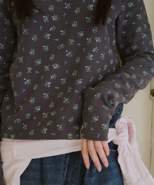 【common gull products】小さなお花畑のワッフルロンTEE M common gull products.（コモンガルプロダクツ）の「小さな