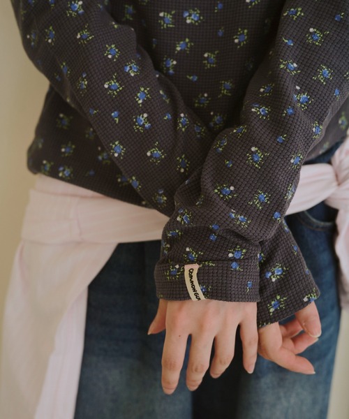 common gull products.（コモンガルプロダクツ）の「小さなお花畑のワッフルロンTEE（Tシャツ/カットソー・レディース・アイボリー/グレー系/ネイビー・LARGE/MEDIUM/SMALL）」の21枚目の写真