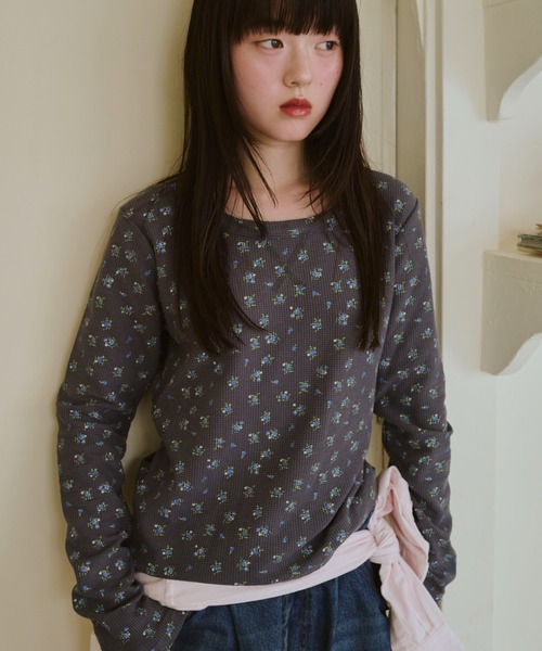 小さなお花畑のワッフルロンTEE（Tシャツ/カットソー）｜common