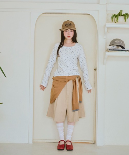 【common gull products】小さなお花畑のワッフルロンTEE M 小さなお花畑のワッフルロンTEE（Tシャツ/カットソー）｜common