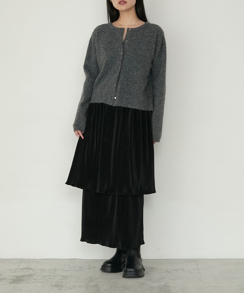 ティアードスカート forksy.】ベロアプリーツティアードスカート forksy.│MONO-MART