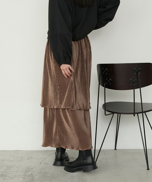 forksy.】ベロアプリーツティアードスカート forksy.│MONO-MART