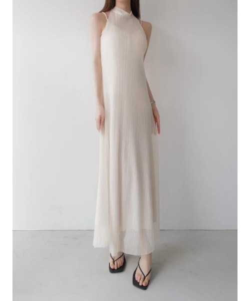 tulle pleats halter dress
