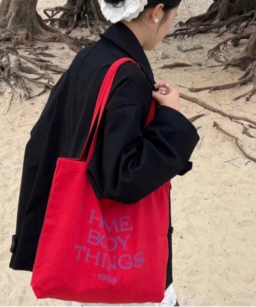 Burner(バーナー)の「【OKUOKU 0909】ロゴキャンバス ショルダートート ruf-bag-3-18【RBTS】(ショルダーバッグ・メンズ・アイボリー/レッド・FREE)」の2枚目の写真