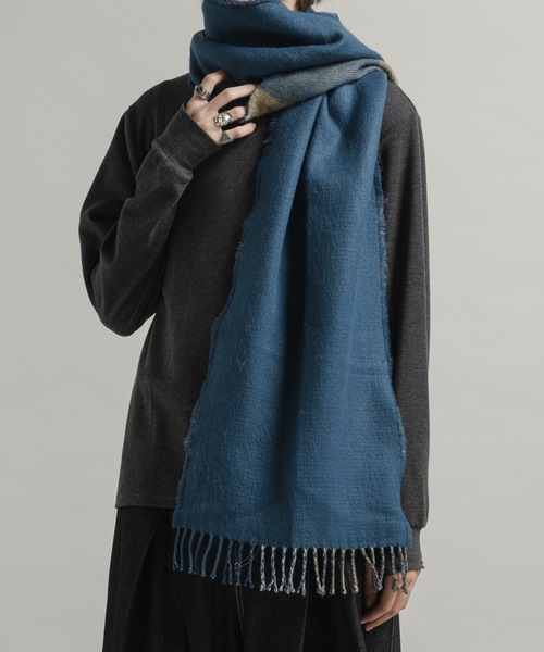 cii（シー）の「reversible check muffler / リバーシブルチェックマフラー（マフラー・メンズ・ブルー/ブラウン/ブラック・FREE）」の21枚目の写真