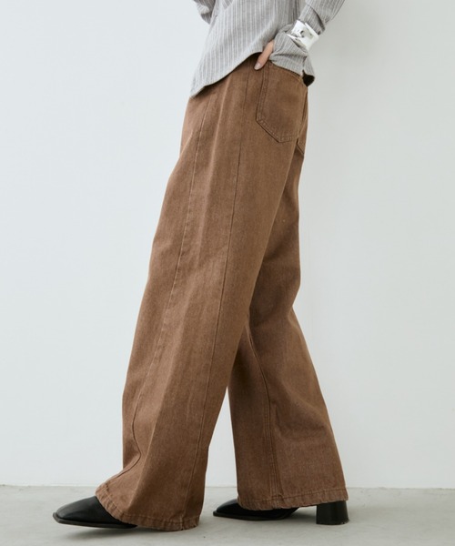 Aunt Marie's（アントマリーズ）の「フェードダイカラーデニムパンツ（デニムパンツ・レディース・グレー/ブラウン・LARGE/MEDIUM/SMALL）」の2枚目の写真