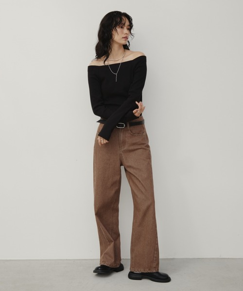 Aunt Marie's（アントマリーズ）の「フェードダイカラーデニムパンツ（デニムパンツ・レディース・グレー/ブラウン・LARGE/MEDIUM/SMALL）」の7枚目の写真