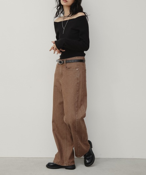 Aunt Marie's（アントマリーズ）の「フェードダイカラーデニムパンツ（デニムパンツ・レディース・グレー/ブラウン・LARGE/MEDIUM/SMALL）」の6枚目の写真