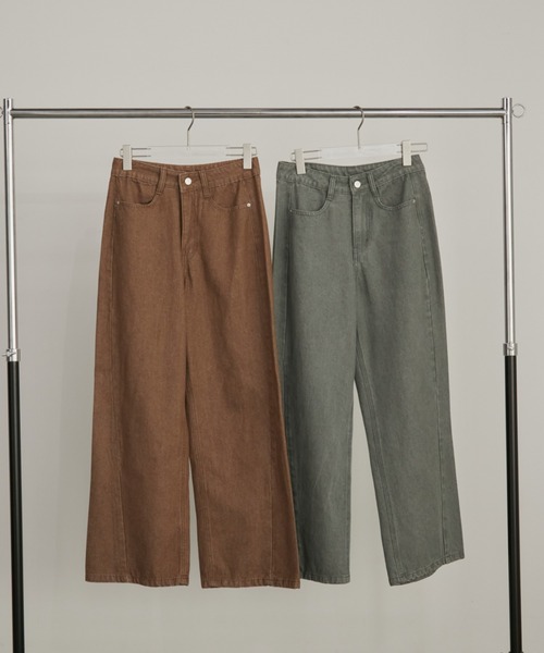 Aunt Marie's（アントマリーズ）の「フェードダイカラーデニムパンツ（デニムパンツ・レディース・グレー/ブラウン・LARGE/MEDIUM/SMALL）」の3枚目の写真