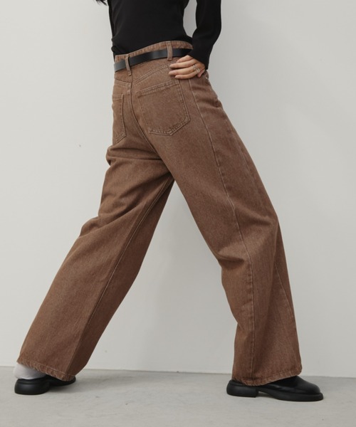 Aunt Marie's（アントマリーズ）の「フェードダイカラーデニムパンツ（デニムパンツ・レディース・グレー/ブラウン・LARGE/MEDIUM/SMALL）」の15枚目の写真