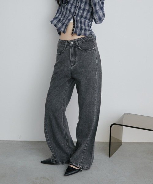 Aunt Marie's（アントマリーズ）の「フェードダイカラーデニムパンツ（デニムパンツ・レディース・グレー/ブラウン・LARGE/MEDIUM/SMALL）」の9枚目の写真