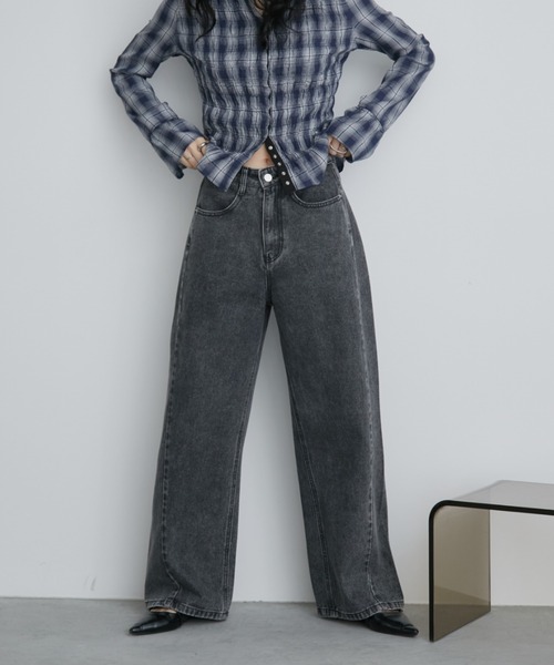 Aunt Marie's（アントマリーズ）の「フェードダイカラーデニムパンツ（デニムパンツ・レディース・グレー/ブラウン・LARGE/MEDIUM/SMALL）」の12枚目の写真