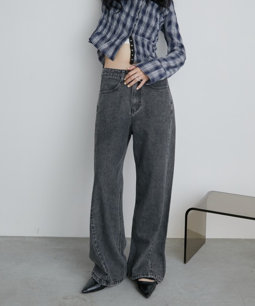 Aunt Marie's（アントマリーズ）の「フェードダイカラーデニムパンツ（デニムパンツ・レディース・グレー/ブラウン・LARGE/MEDIUM/SMALL）」の11枚目の写真