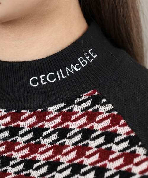 CECIL McBEE（セシルマクビー）の「HOUND TOOTH　KNIT（ニット/セーター・レディース・バーガンディー/ネイビー・1(S)/2(M)）」の15枚目の写真