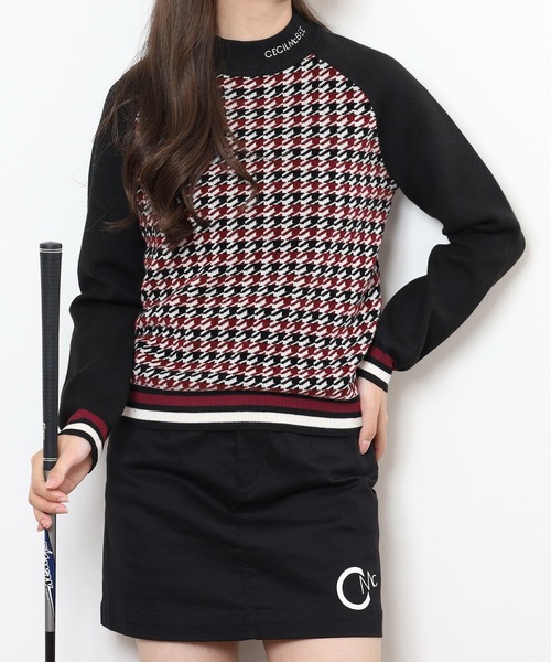 CECIL McBEE（セシルマクビー）の「HOUND TOOTH　KNIT（ニット/セーター・レディース・バーガンディー/ネイビー・1(S)/2(M)）」の9枚目の写真