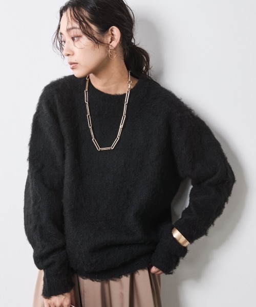 CHIC STYLE（シックスタイル）の「ヘアリークルーネックニット＜大きいサイズ有＞シックスタイル（ニット/セーター・レディース・グレー/ブラック/ブラウン・5L/L/M/4L/3L/LL）」の2枚目の写真