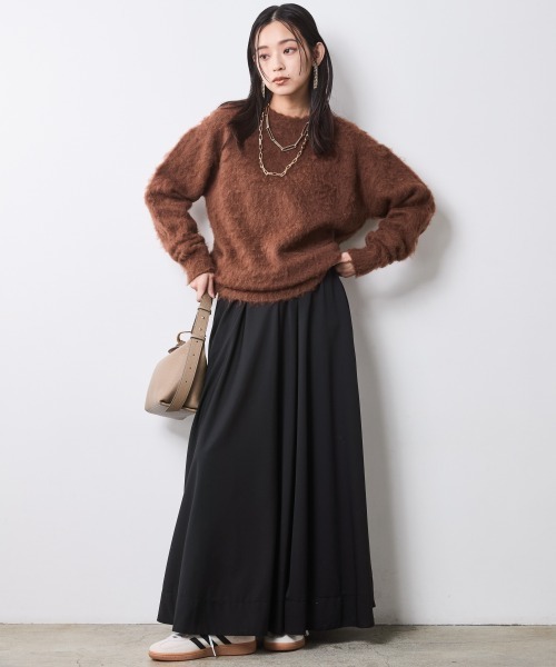 CHIC STYLE（シックスタイル）の「ヘアリークルーネックニット＜大きいサイズ有＞シックスタイル（ニット/セーター・レディース・グレー/ブラック/ブラウン・5L/L/M/4L/3L/LL）」の7枚目の写真